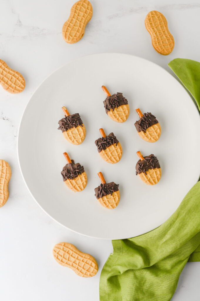 Nutter Butter Acorns - Cultivating Brilliant Minds Nutter Butters decorated to look like acorns