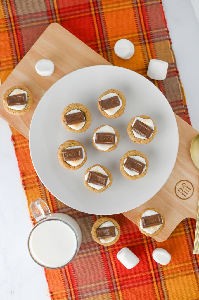S'mores Cookie Cups - Cultivating Brilliant Minds S'mores Cookie Cups on a white plate