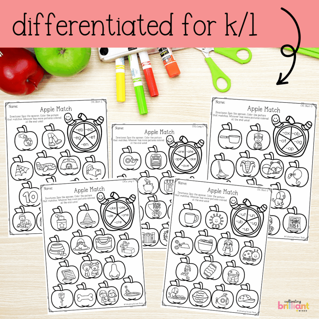 Autumn apples no-prep literacy worksheets