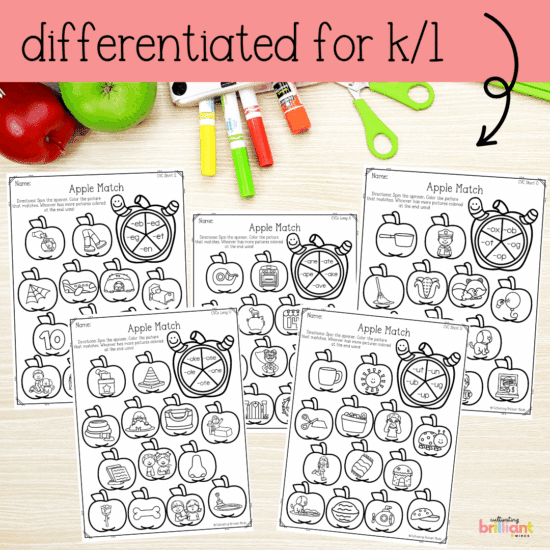 Autumn apples no-prep literacy worksheets