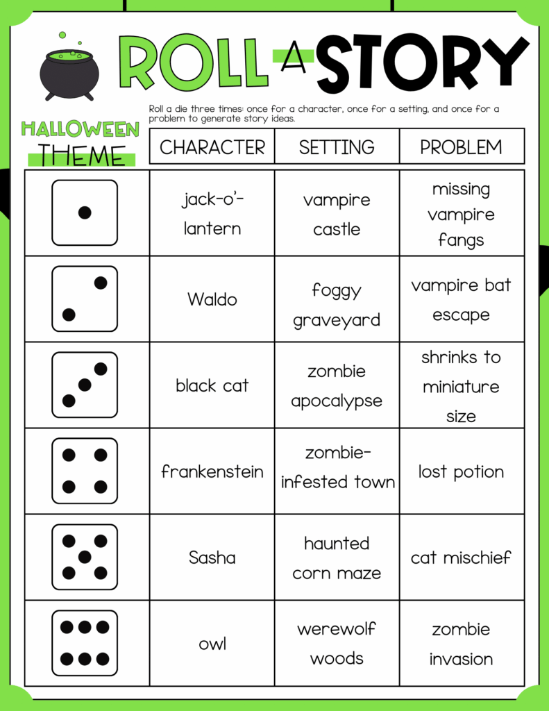 2 - Cultivating Brilliant Minds roll-a-story worksheet