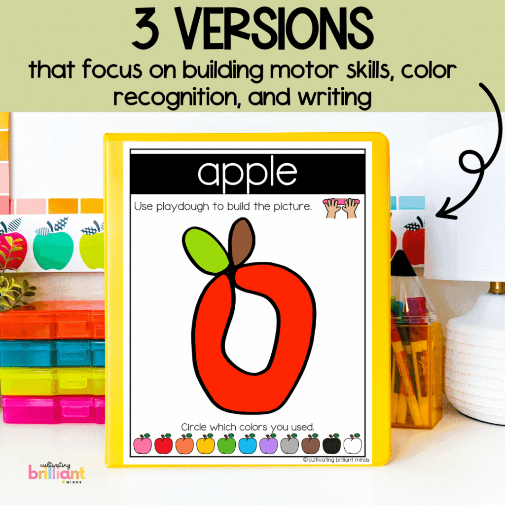 Apple life cycle play dough mats