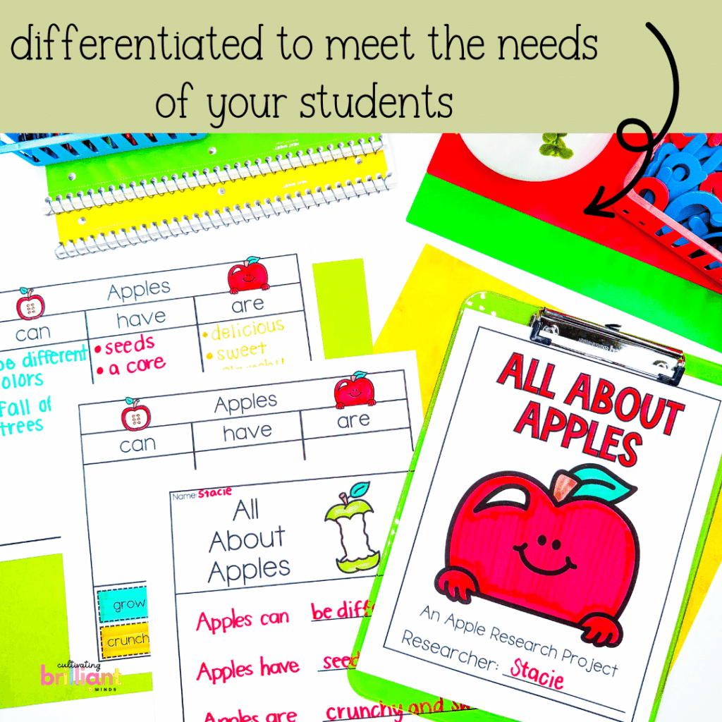 Apple life cycle differentiated science mini-unit