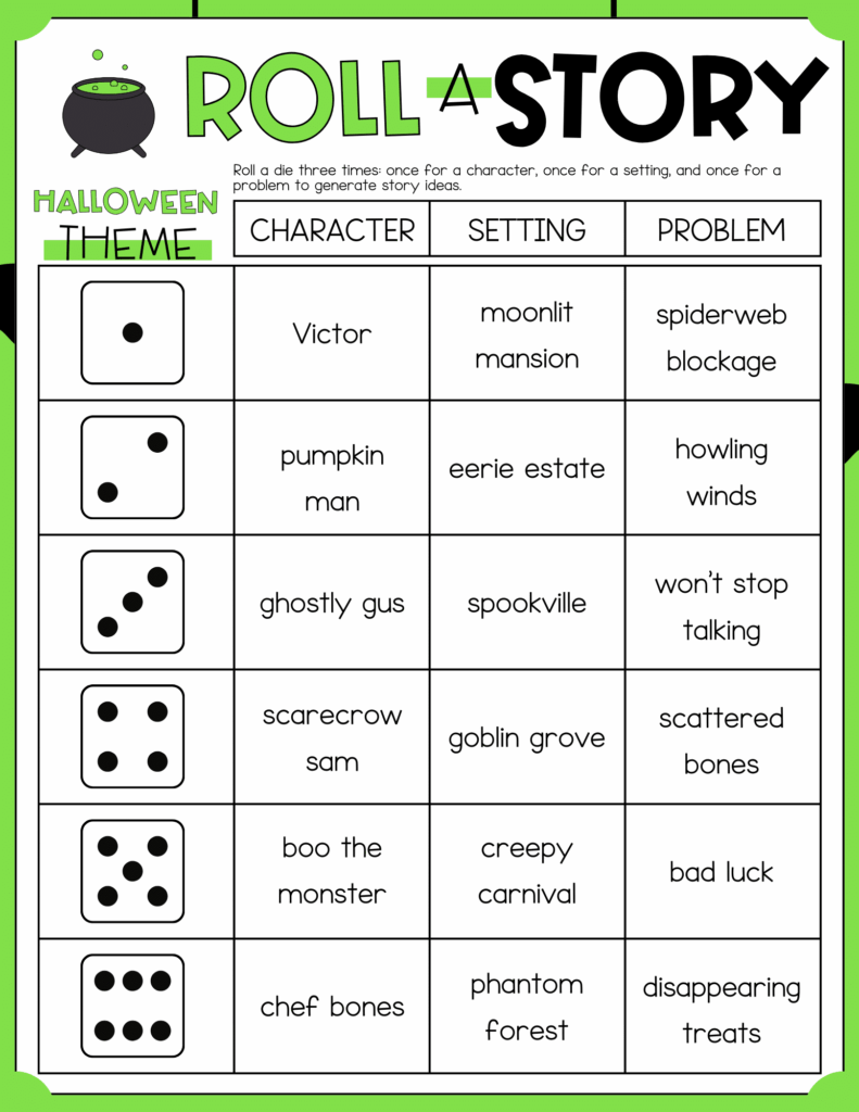 3 - Cultivating Brilliant Minds roll-a-story worksheet