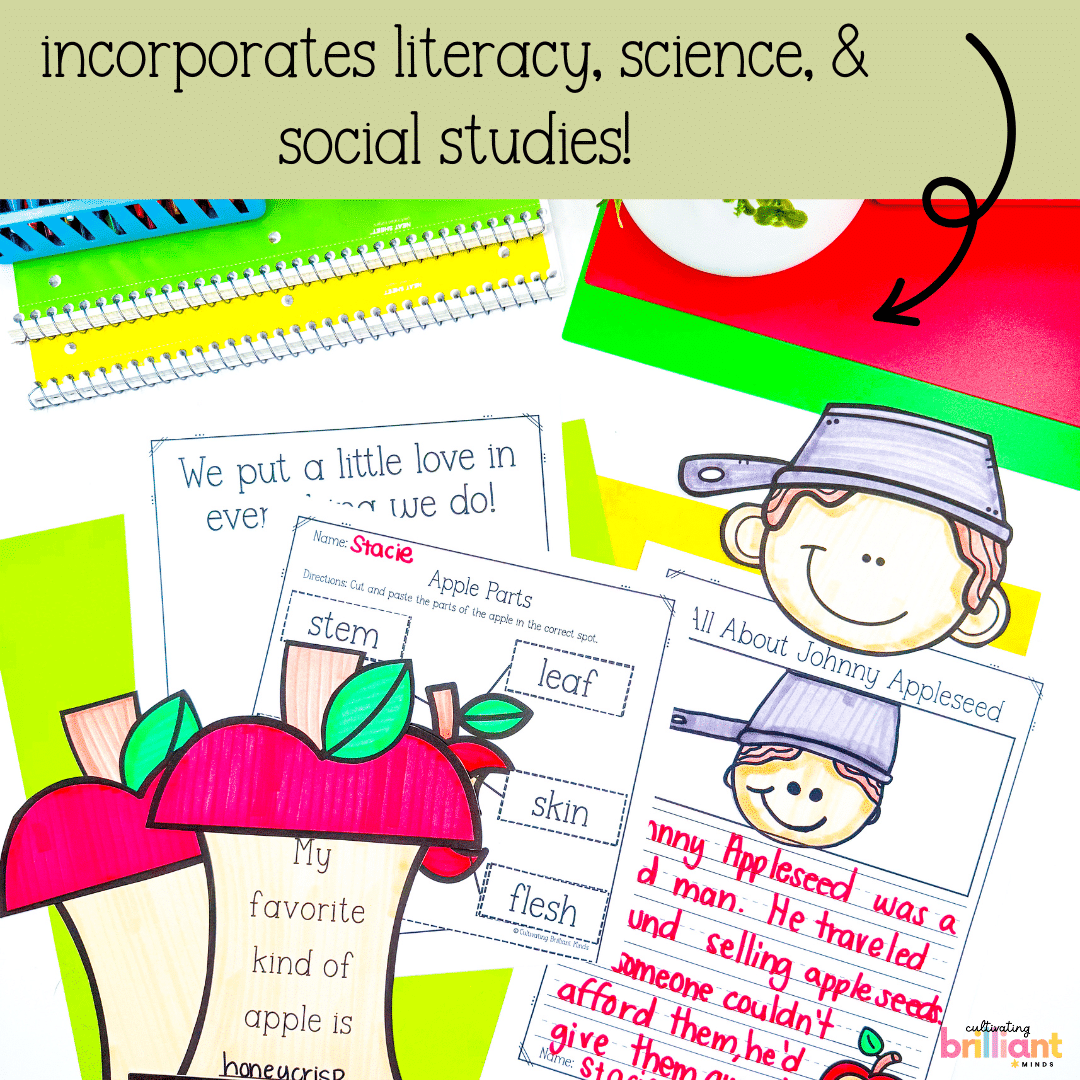 3 - Cultivating Brilliant Minds Johnny Appleseed literacy activities and crafts