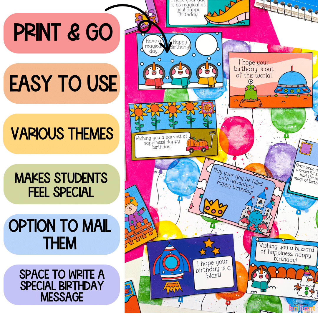 6 - Cultivating Brilliant Minds Birthday cards postcards for birthdays