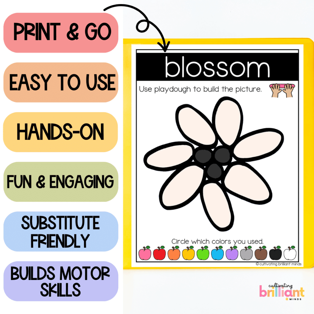Apple life cycle play dough mats