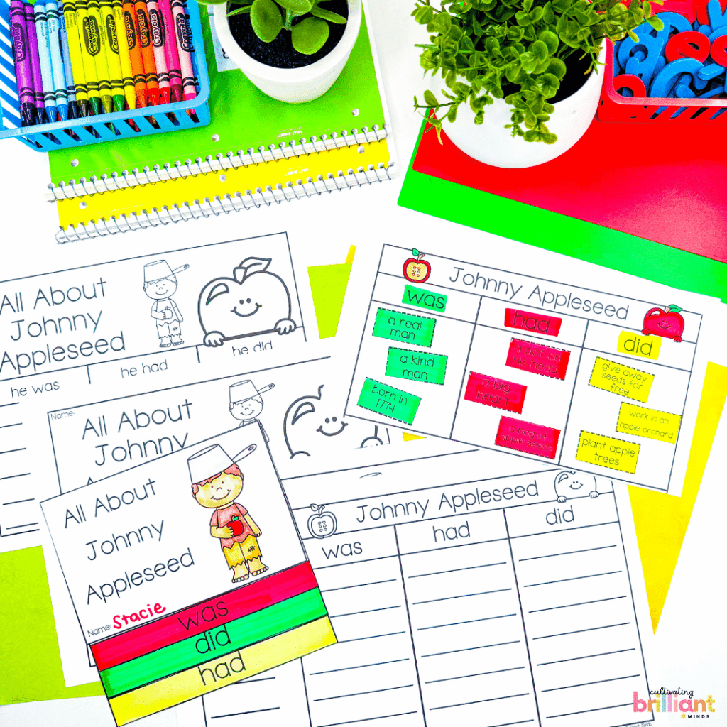 Johnny Appleseed literacy activities and crafts