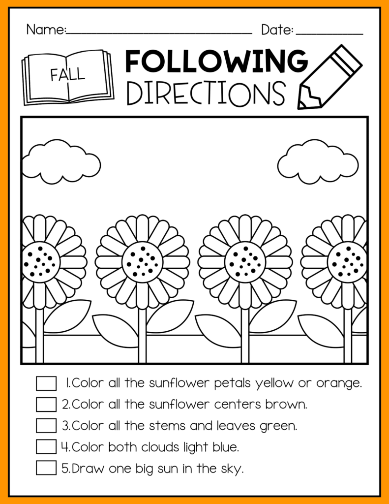8 - Cultivating Brilliant Minds fall following directions worksheet