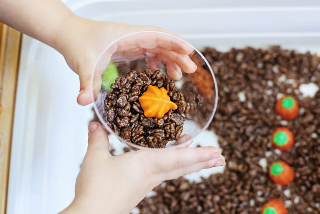Edible Pumpkin Patch Sensory Bin 10 - Cultivating Brilliant Minds Edible Pumpkin Patch Sensory Bin