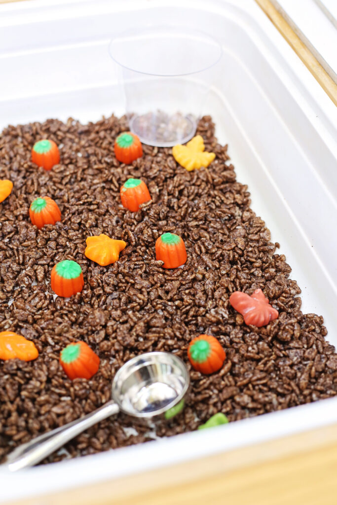 Edible Pumpkin Patch Sensory Bin 2 - Cultivating Brilliant Minds Edible Pumpkin Patch Sensory Bin