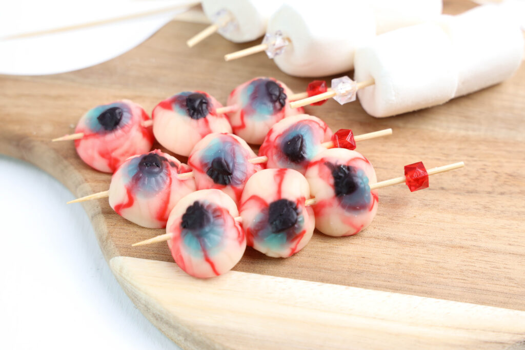 Halloween Treat - Cultivating Brilliant Minds Add the eyeball candies to the skewers for this Halloween Treat