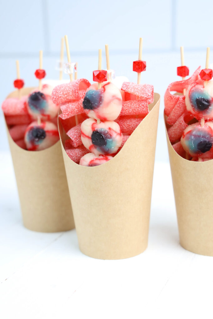 Eyeball Candy Cups - Cultivating Brilliant Minds Eyeball Candy Cups with eyeball candies on skewers