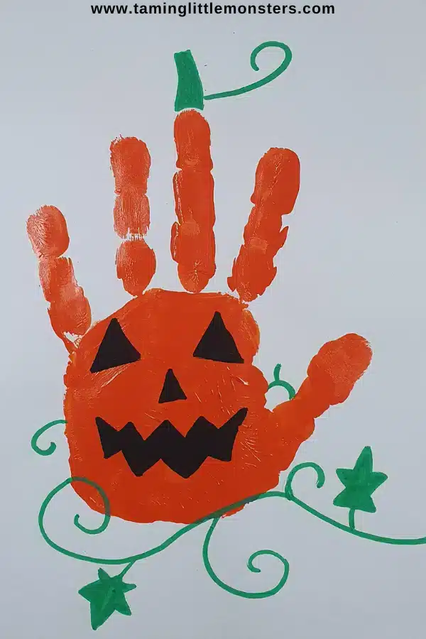 Handprint Jack-o-Lantern Craft - Cultivating Brilliant Minds Handprint Jack-o-Lantern Craft