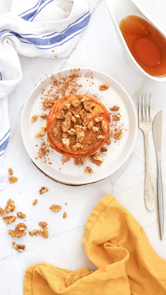 Pumpkin Pancakes - Cultivating Brilliant Minds pumpkin pancakes on a white plate