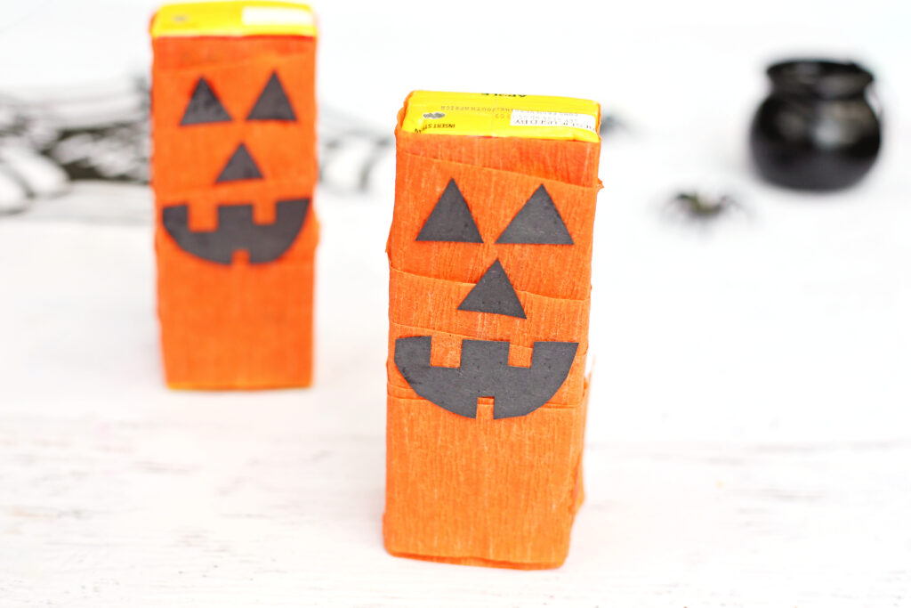 Jack-o-Lantern Juice Box Final 2 - Cultivating Brilliant Minds Halloween activity for kids - jack-o-lantern juice boxes