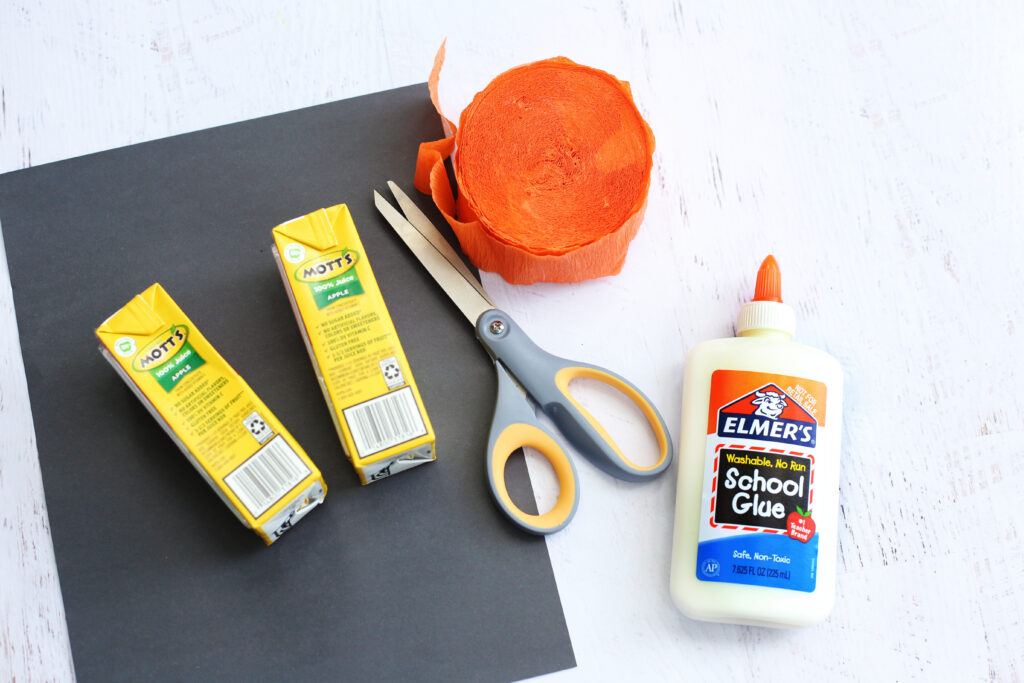 Jack-o-Lantern Juice Box Supplies - Cultivating Brilliant Minds supplies for the halloween juice box craft
