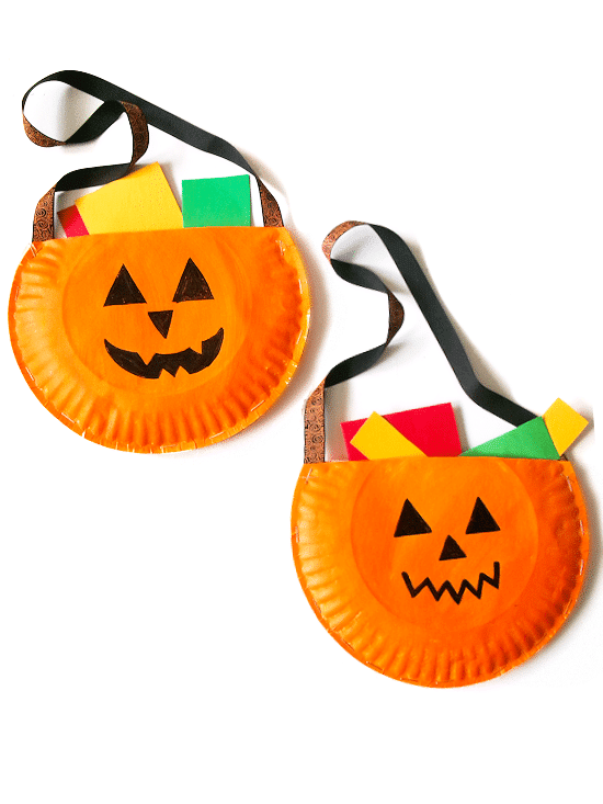 Paper Plate Jack-O-Lantern Basket Craft - Cultivating Brilliant Minds Paper Plate Jack-O-Lantern Basket Craft