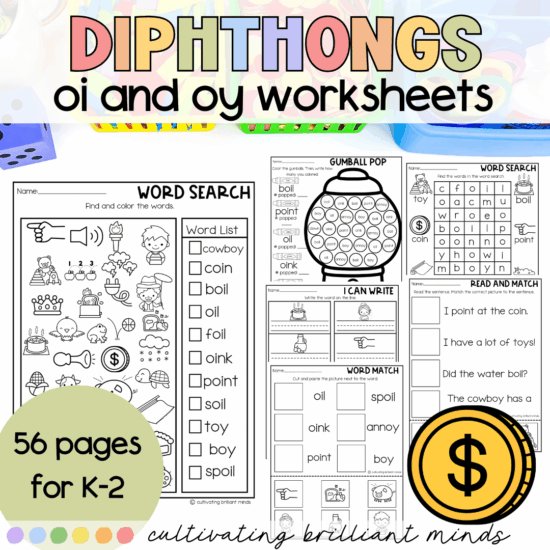 Diphthongs OI and OY Phonics Worksheets