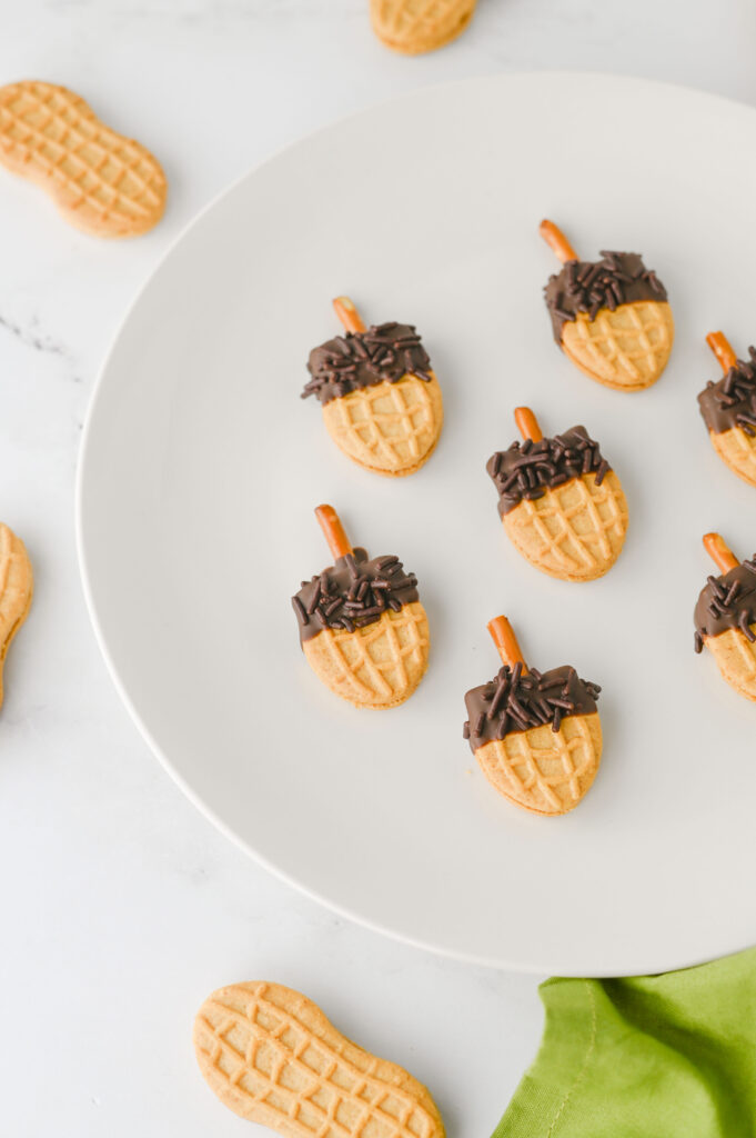 Nutter Butter Acorns - Cultivating Brilliant Minds Nutter Butters decorated to look like acorns