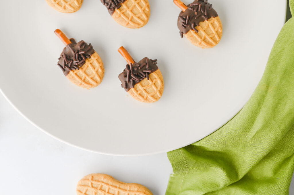 Nutter Butter Acorns - Cultivating Brilliant Minds Nutter Butters decorated to look like acorns