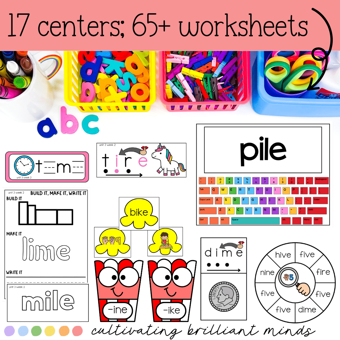 CVCe Long I Phonics Centers - Cultivating Brilliant Minds CVCe Long I Phonics Centers