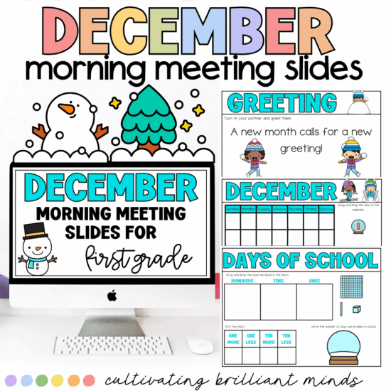 December Morning Meeting Slides for first grade
