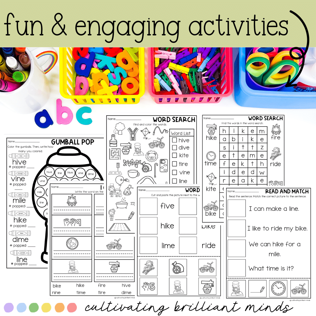 CVCe Long I Phonics Centers - Cultivating Brilliant Minds CVCe Long I Phonics Centers