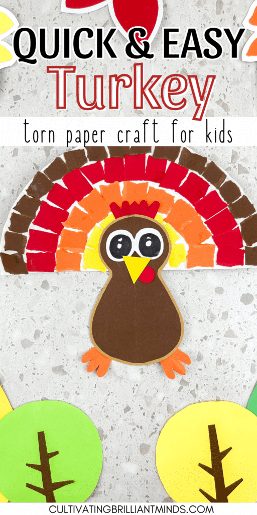 Thanksgiving Torn Paper Turkey Craft - Cultivating Brilliant Minds Thanksgiving Torn Paper Turkey Craft