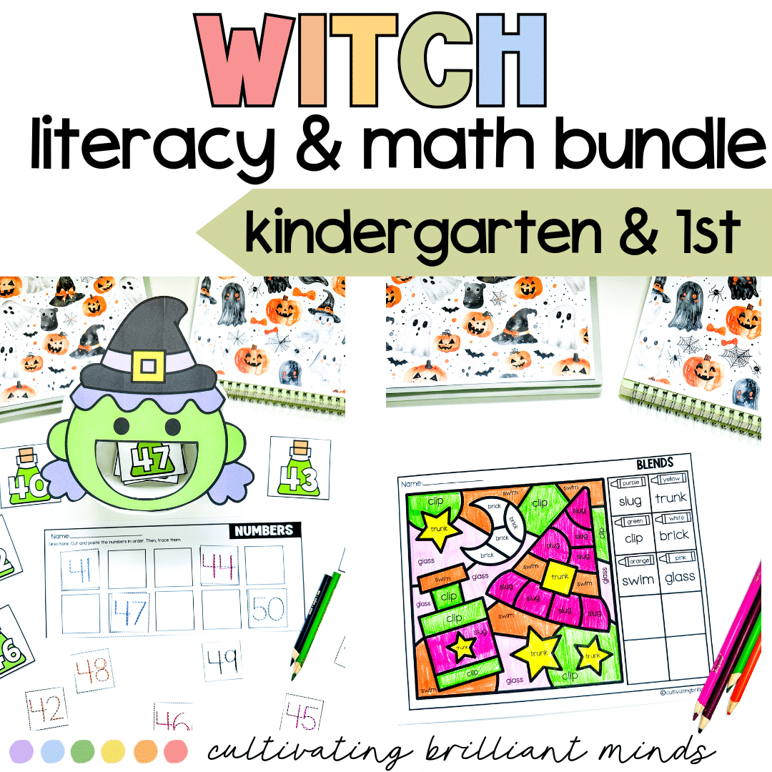 Halloween Witch Literacy and Math Centers - Cultivating Brilliant Minds Halloween Witch Literacy and Math Centers