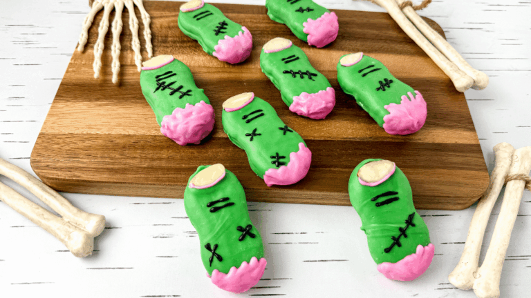 Nutter Butters decorated to look like zombie fingers.