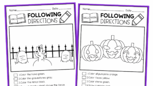 Halloween Following Directions Worksheets