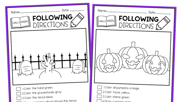 Halloween Following Directions Worksheets