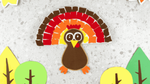 A turkey craft made from torn paper