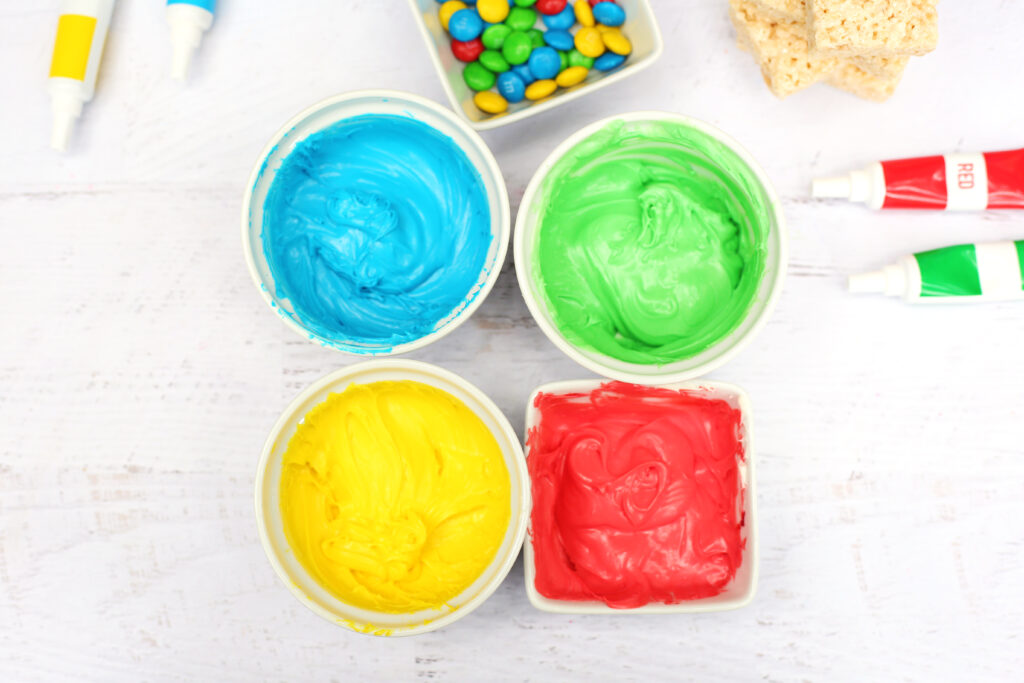 LEGO Rice Krispie Treats - Cultivating Brilliant Minds dyed frosting