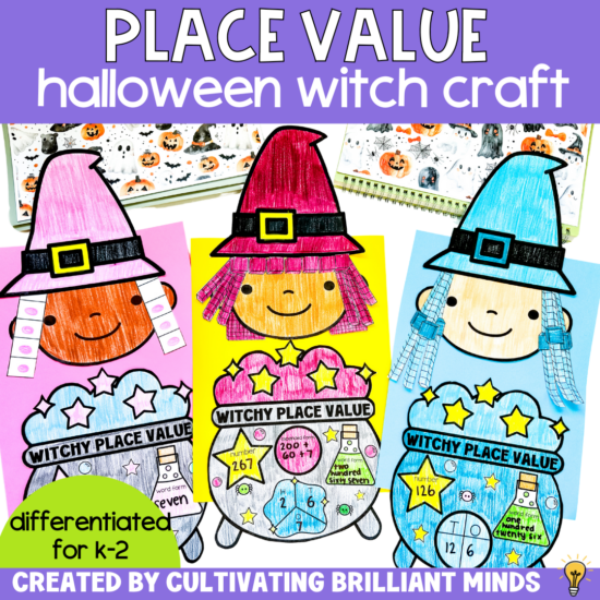 Halloween witch craft to practice place value skills