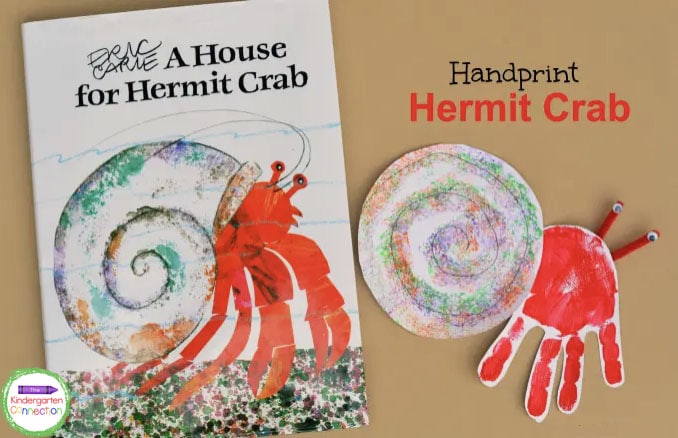 20 Eric Carle Inspired Crafts and Activities - Cultivating Brilliant Minds Handprint Hermit Crab Craft