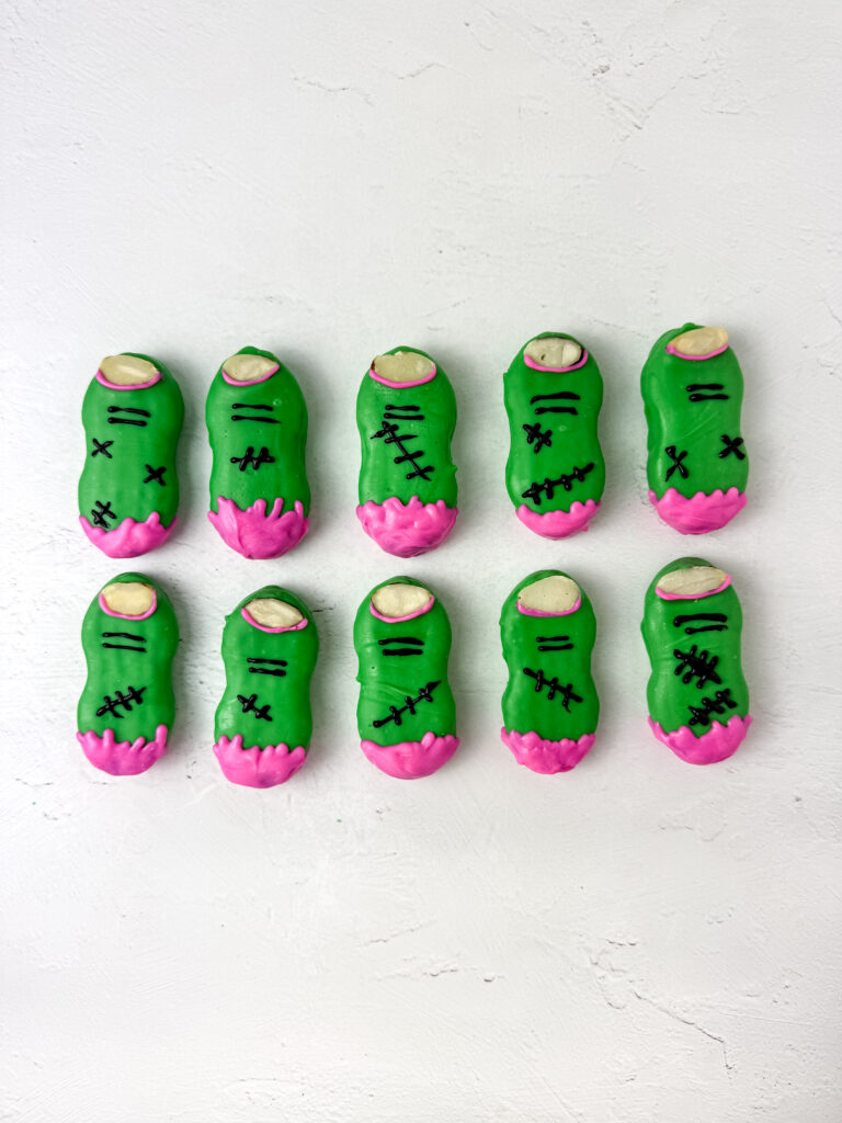 Nutter Butter Zombie Fingers - Cultivating Brilliant Minds Nutter Butters decorated to look like zombie fingers.