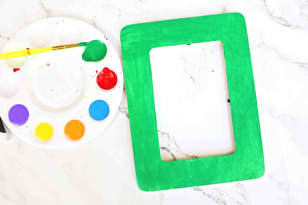 Fingerprint Christmas Lights Picture Frame - Cultivating Brilliant Minds wooden picture frame painted green