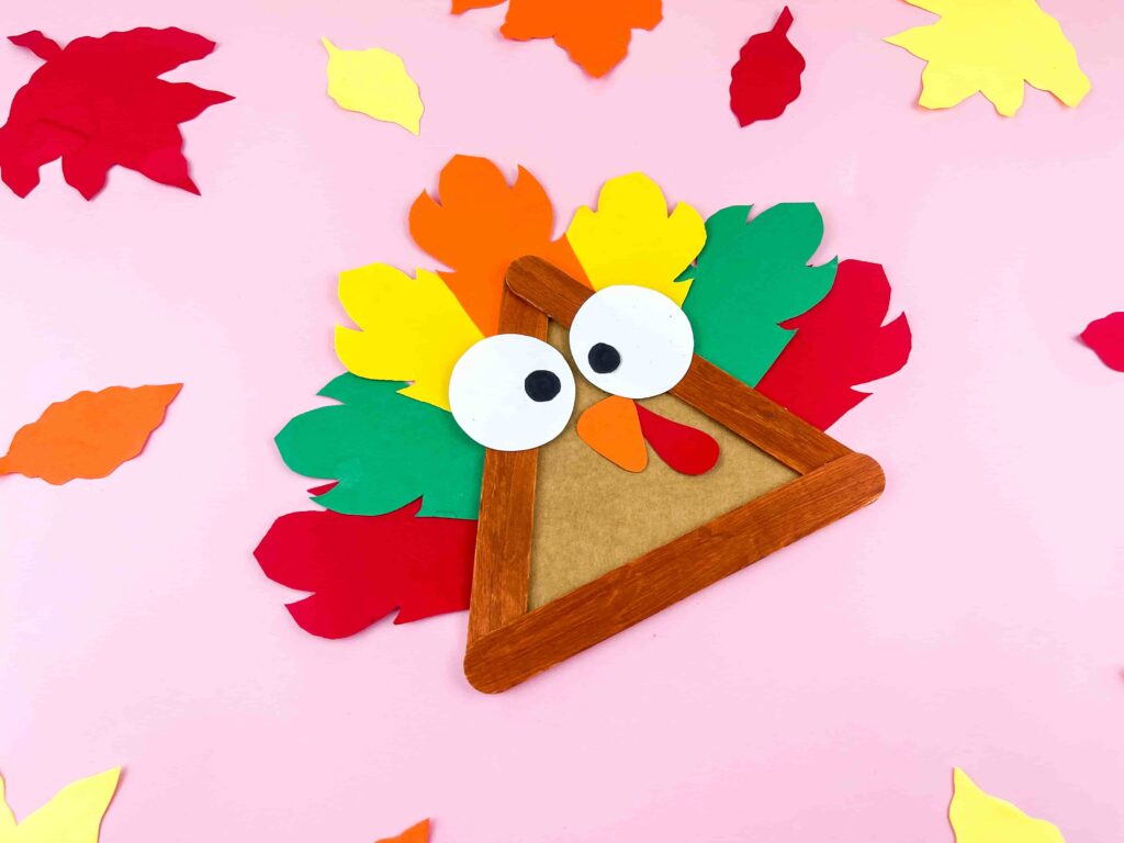 Thanksgiving Turkey Popsicle Stick Craft - Cultivating Brilliant Minds turkey craft made of popsicle sticks