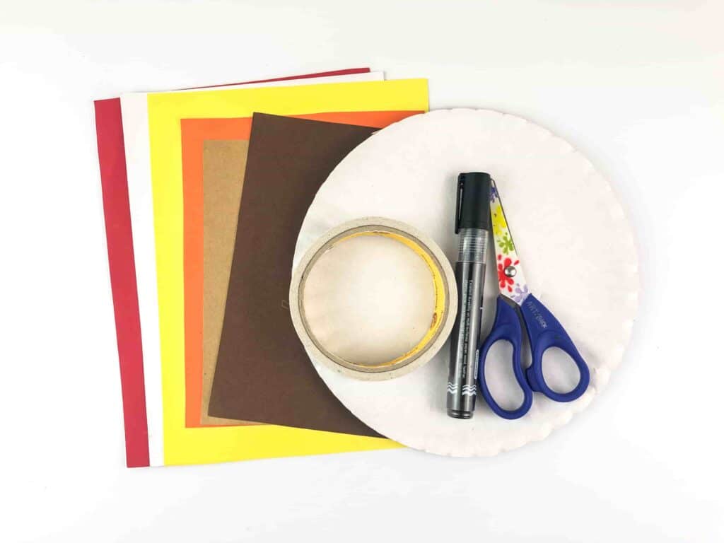 Thanksgiving Torn Paper Turkey Craft - Cultivating Brilliant Minds supplies needed to make the torn paper turkey craft