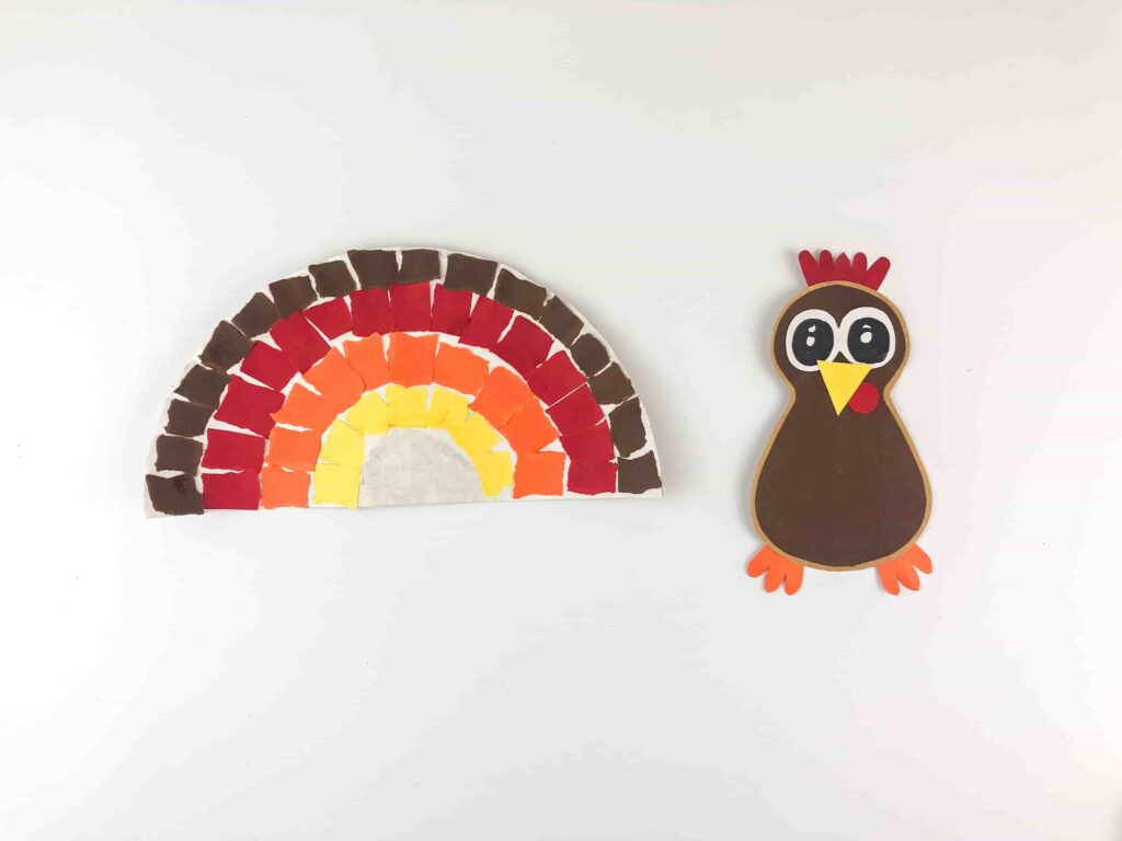Thanksgiving Torn Paper Turkey Craft - Cultivating Brilliant Minds A turkey craft made from torn paper
