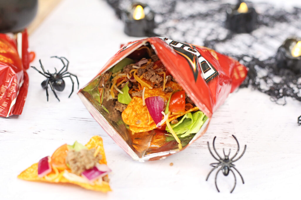 Spooky Walking Taco Bar - Cultivating Brilliant Minds Spooky Walking Taco Bar - a taco in a chip bag