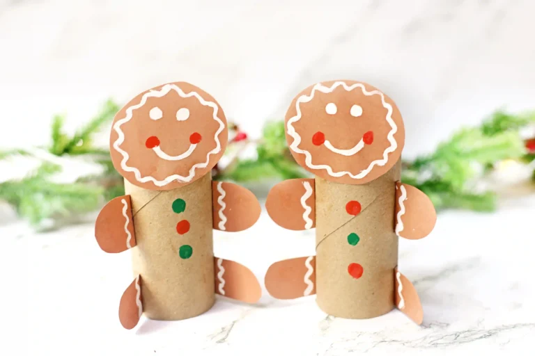 gingerbread man craft made out of a toilet paper roll