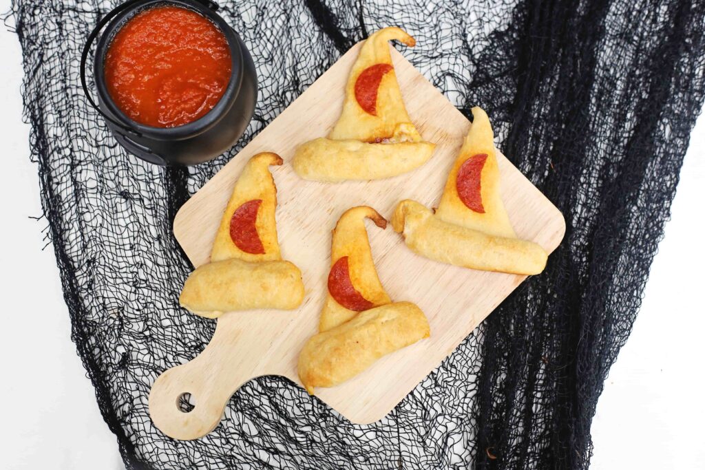 Witch Hat Pizza Snacks - Cultivating Brilliant Minds Pizza that looks like a witch's hat