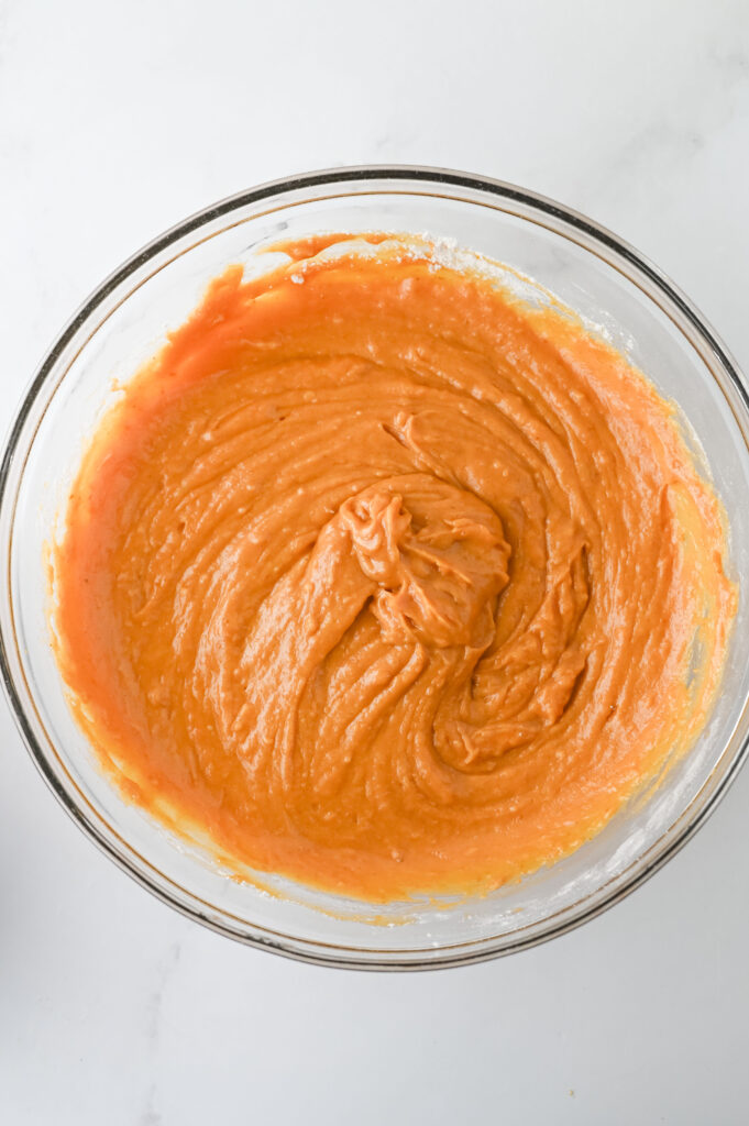 Pumpkin Chocolate Chip Muffins - Cultivating Brilliant Minds muffin mix in a bowl