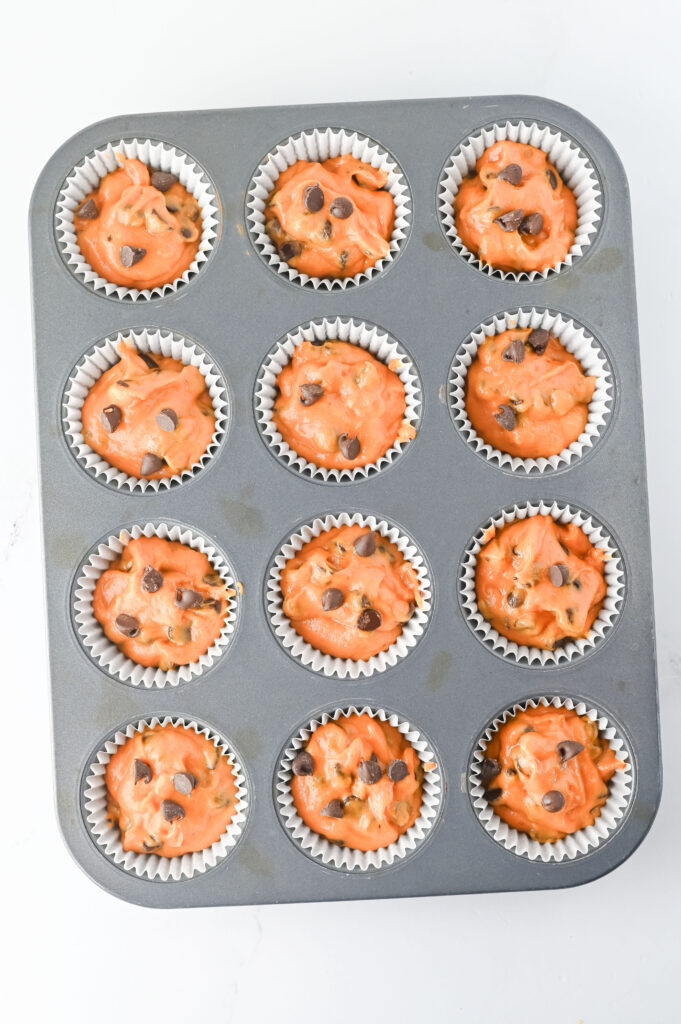 Pumpkin Chocolate Chip Muffins - Cultivating Brilliant Minds muffins in a muffin tin