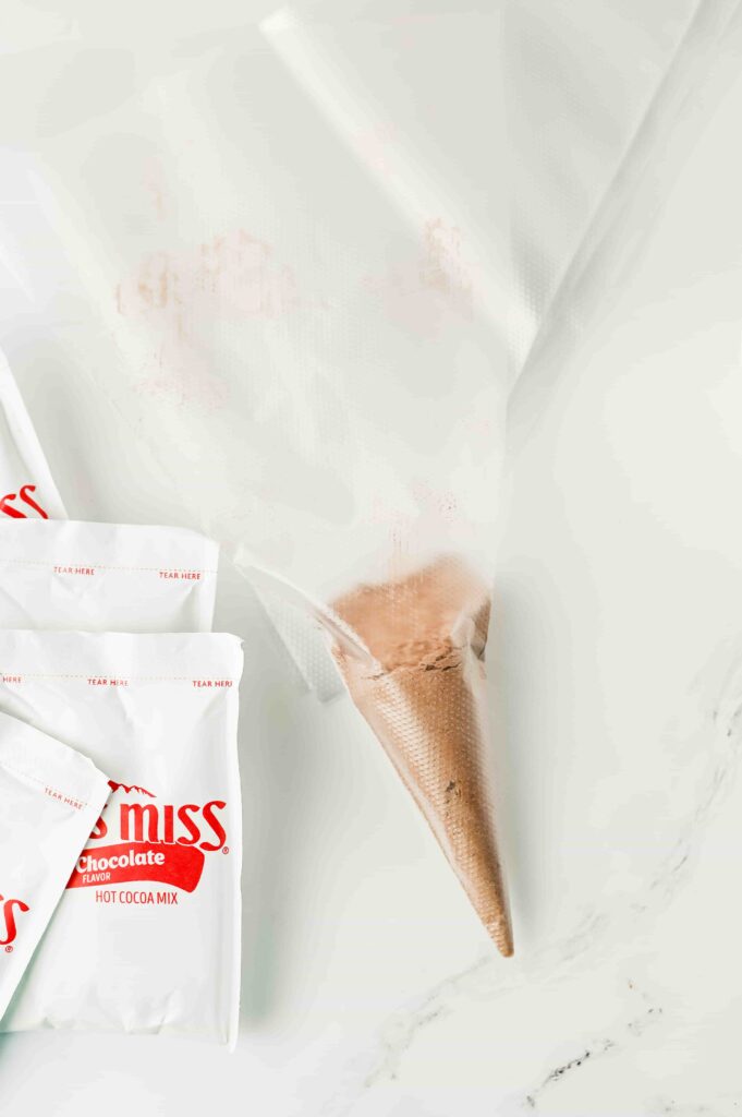 Reindeer Hot Chocolate - Cultivating Brilliant Minds hot chocolate mix in a plastic piping bag