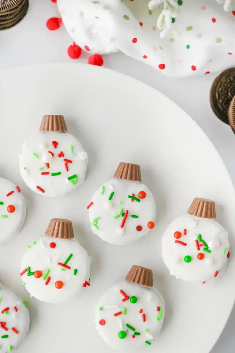 oreo cookies decorated to look like ornaments