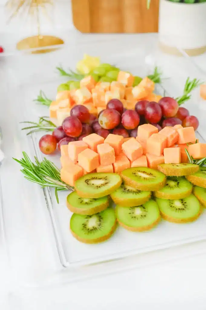 Christmas Tree Fruit Tray - Cultivating Brilliant Minds fruit on a tray arranged to look like a christmas tree